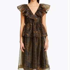 knee length dresses for ladies GARDEN PARTY FLORAL MIDI DRESS  AKIRA